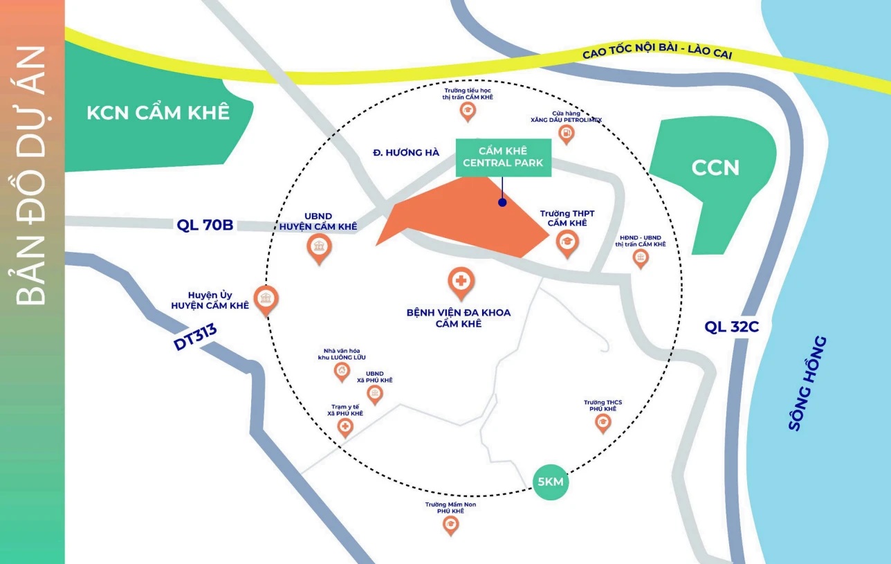 vị trí dự án Cẩm Khê Central Park
